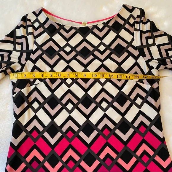 ELIZA J | HOT PINK CHEVRON SHIFT DRESS SZ 8 - Picture 10 of 14